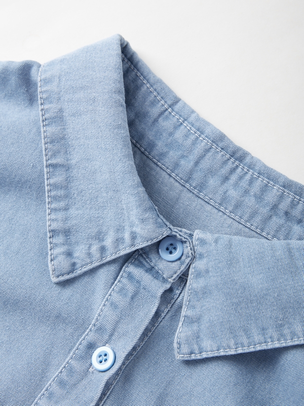 Vintage Dual Pocket Drawstring Denim Blouses&Shirts-6